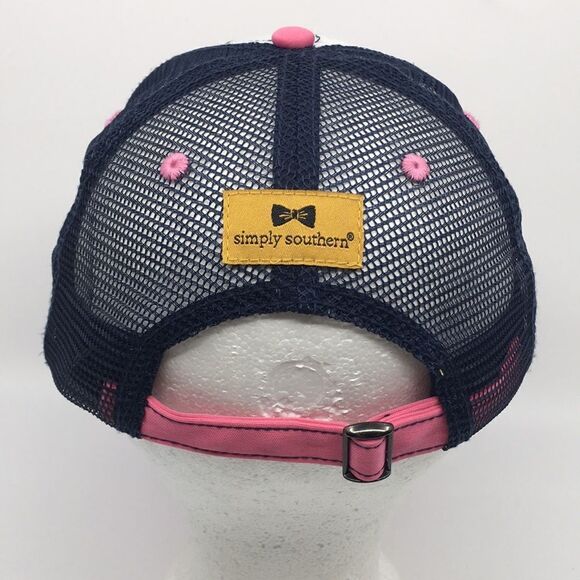 Simply Southern Trucker Hat Trophy Wife Pink and Navy Blue adjustable backstrap - Picture 8 of 16